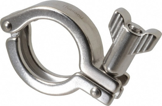 VNE 13MHHMD1.5 Sanitary Stainless Steel Pipe Double Hinged Clamp with Holed Wing Nut 1-1/2", Clamp Connection