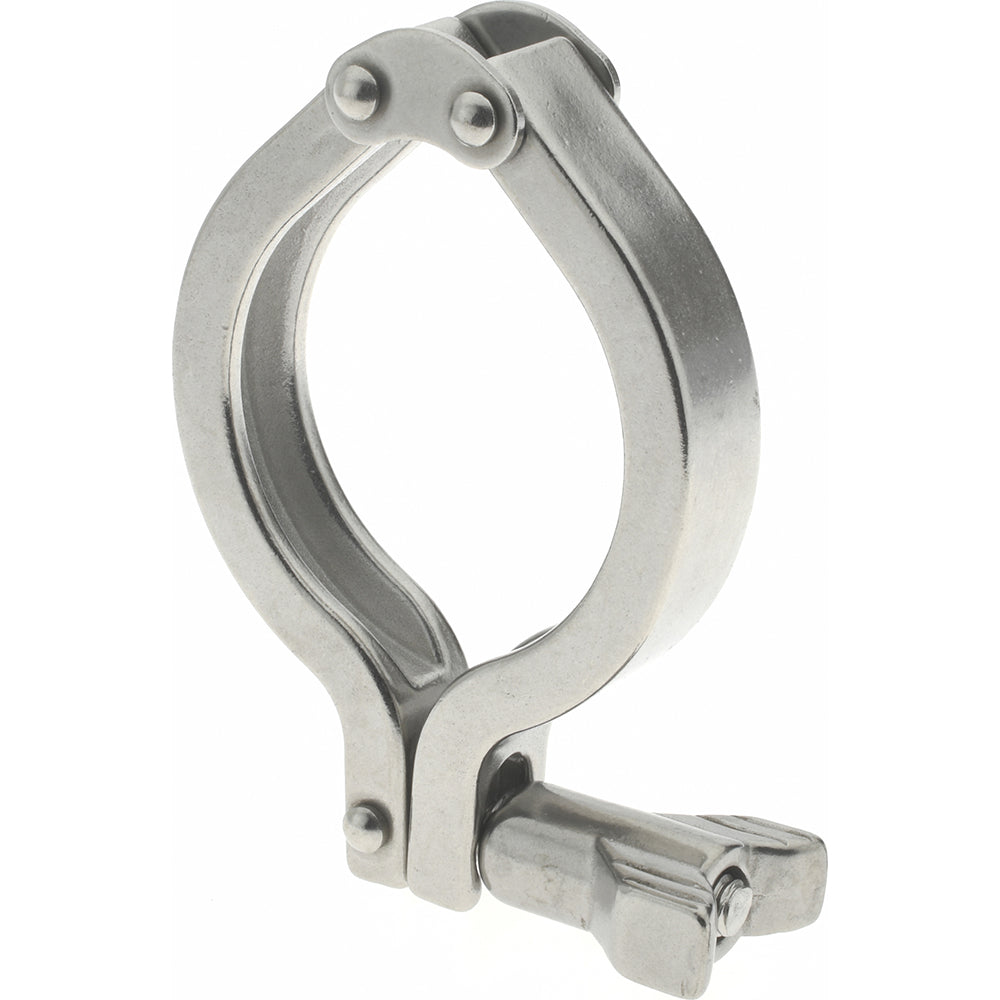 VNE 13MHHMD2.0 Sanitary Stainless Steel Pipe Double Hinged Clamp with Holed Wing Nut 2", Clamp Connection