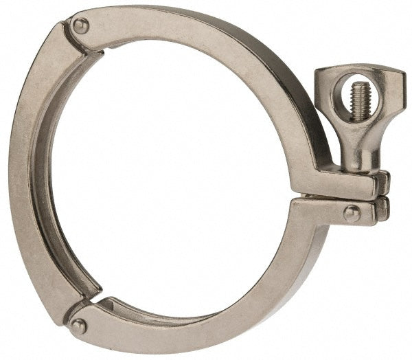VNE 13MHHS4.0 Sanitary Stainless Steel Pipe Three Piece Clamp with Holed Wing Nut 4", Clamp Connection