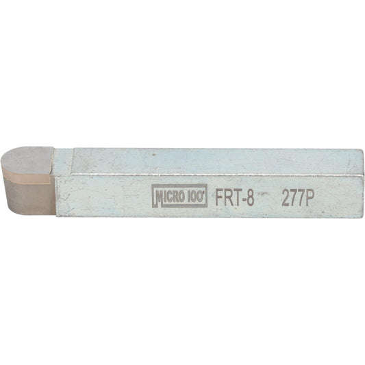Micro 100 FRT-8 Radius-Cutting Tool Bits Tool Bit Style FRT  Cut Type Convex  Radius (Inch) 1/4  Shank Square Size (Inch) 1/2  Tip Material Brazed Solid Carbide  Cutting Direction Right Hand