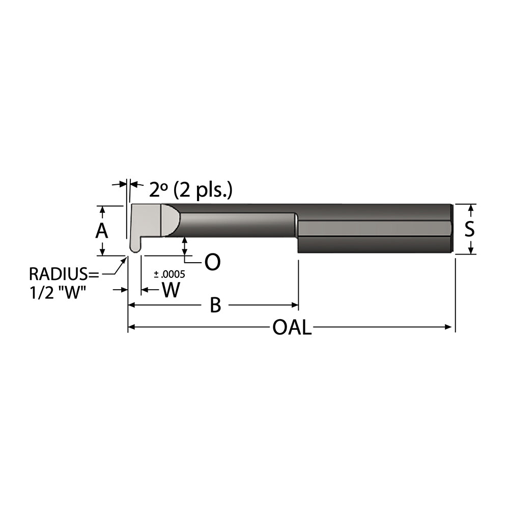 Scientific Cutting Tools, Inc. GFR062-8A Grooving Tool Right Hand, 3/8" Shank Dia