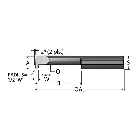 Scientific Cutting Tools, Inc. GFR062-8A Grooving Tool Right Hand, 3/8" Shank Dia