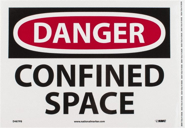 AccuformNMC D487PB Accident Prevention Sign Rectangle, "Danger, Confined Space"