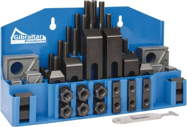 Gibraltar 20402-PLG Fixture Clamp Step Block & Clamp Set 52 Pc, 1/2-13 Stud Thread, 5/8" T-Slot, 1" Step Block Width