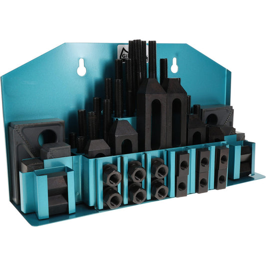 Gibraltar 68004G Fixture Clamp Step Block & Clamp Set 52 Pc, M12x1.75 Stud Thread, 16 mm T-Slot, 25 mm Step Block Width