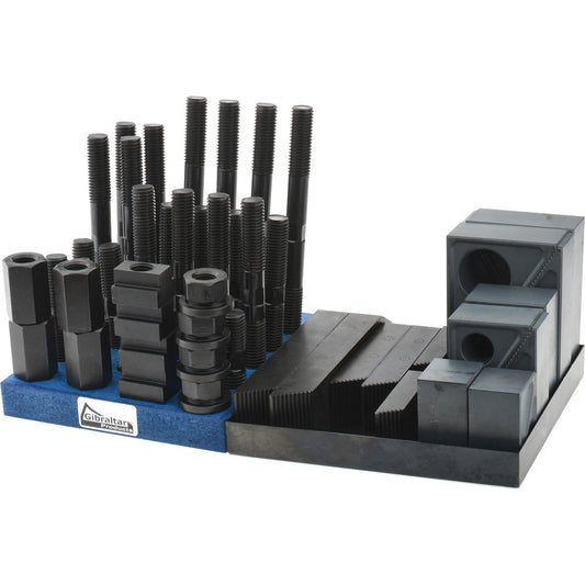 Gibraltar 20217G 50 Piece Fixturing Step Block & Clamp Set with 1-1/2" Step Block, 13/16" T-Slot, 3/4-10 Stud Thread