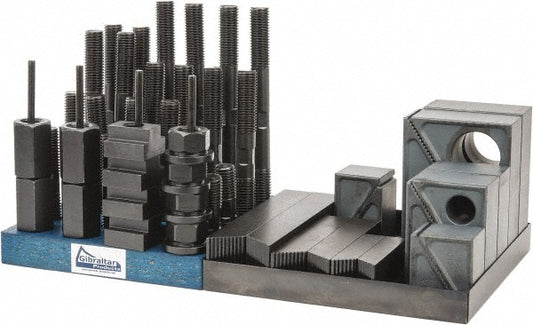 Gibraltar 20218G 50 Piece Fixturing Step Block & Clamp Set with 1-1/2" Step Block, 7/8" T-Slot, 3/4-10 Stud Thread