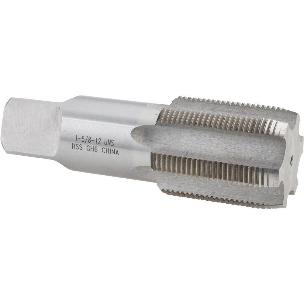 Value Collection JY4876082 Straight Flute Tap 1-5/8-12 UNS, 6 Flute, Plug Chamfer, HSS, Bright/Uncoated Finish