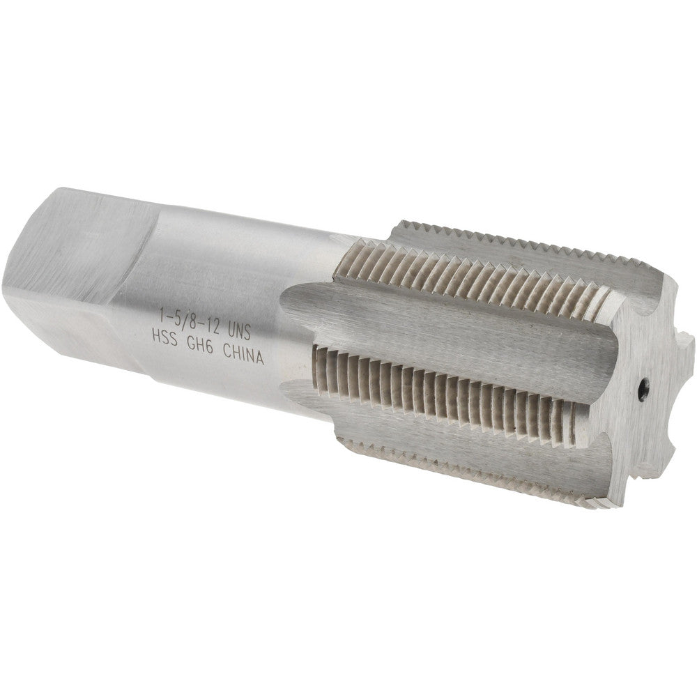 Value Collection JY4876090 Straight Flute Tap 1-5/8-12 UNS, 6 Flutes, Bottoming, High Speed Steel, Bright/Uncoated