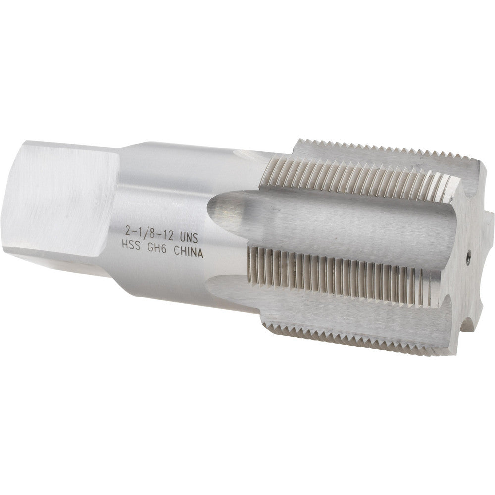 Value Collection JY4879565 Straight Flute Tap 2-1/8-12 UNS, 6 Flute, Plug Chamfer, HSS, Bright/Uncoated Finish