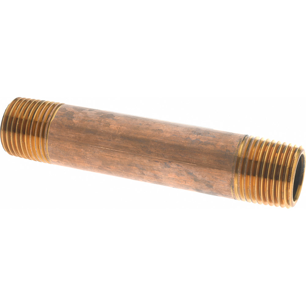 Merit Brass 2008-400BSPT Brass Pipe Nipple Threaded on Both Ends, 4" OAL, 1/2" BSPT