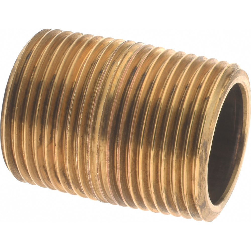 Merit Brass 2012-001BSPT Brass Pipe Nipple Threaded on Both Ends, 1-3/8" OAL, 3/4" BSPT