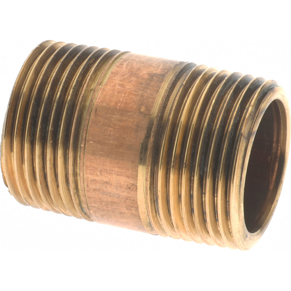 Merit Brass 2012-150BSPT Brass Pipe Nipple Threaded on Both Ends, 1-1/2" OAL, 3/4" BSPT