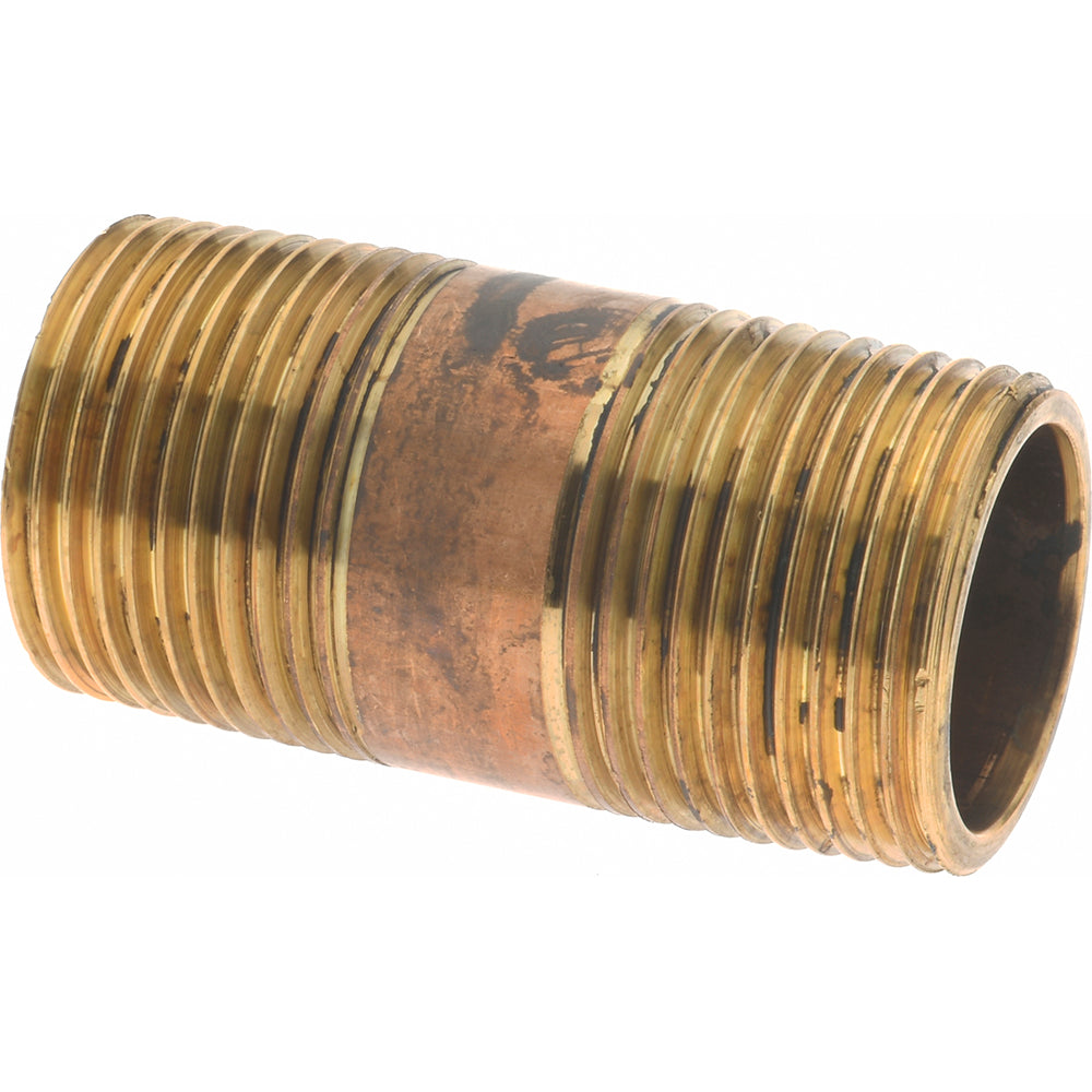 Merit Brass 2012-200BSPT Brass Pipe Nipple Threaded on Both Ends, 2" OAL, 3/4" BSPT