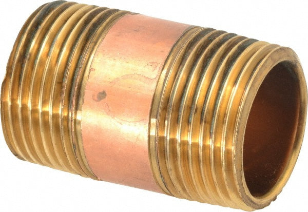 Merit Brass 2016-200BSPT Brass Pipe Nipple Threaded on Both Ends, 2" OAL, 1" BSPT