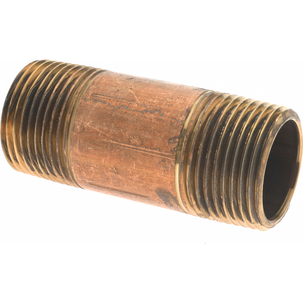 Merit Brass 2016-300BSPT Brass Pipe Nipple Threaded on Both Ends, 3" OAL, 1" BSPT