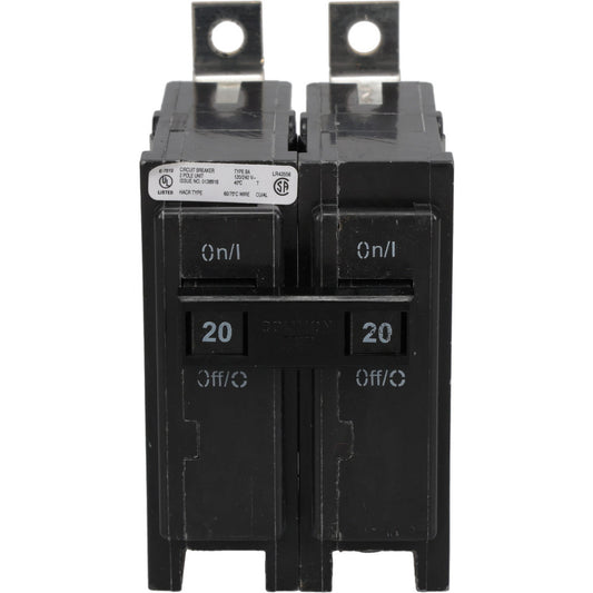Eaton Cutler-Hammer BAB2020 20 Amp, 120/240 VAC, 2 Pole, Bolt On Miniature Circuit Breaker