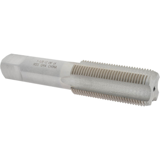 Value Collection MSC-04919361 Straight Flute Tap 1-1/8-12 UNF, 4 Flutes, Bottoming, 3B Class of Fit, High Speed Steel, Bright/Uncoated