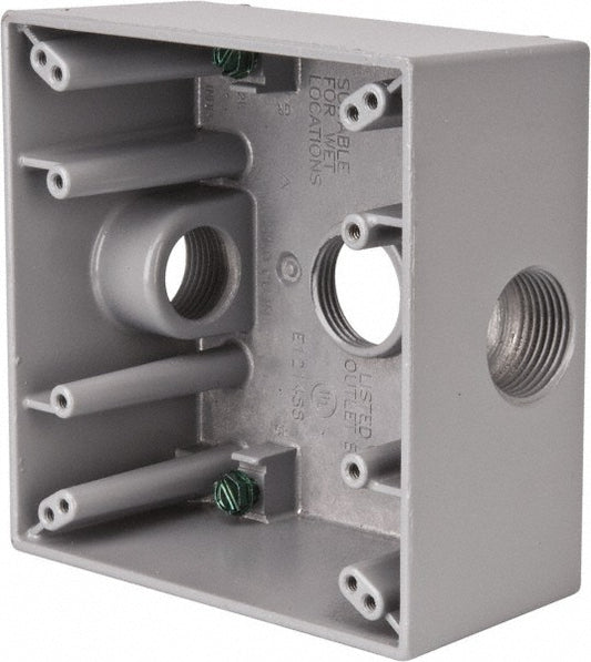 Cooper Crouse-Hinds TP7090 Electrical Outlet Box Aluminum, Rectangle, 4-9/16" OAH, 4-5/8" OAW, 2-1/16" OAD, 2 Gangs