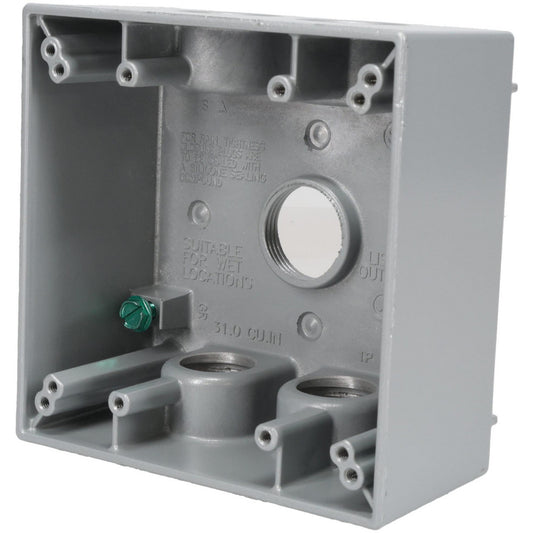 Cooper Crouse-Hinds TP7106 Electrical Outlet Box Aluminum, Rectangle, 4-9/16" OAH, 4-5/8" OAW, 2-1/16" OAD, 2 Gangs