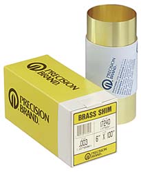 Precision Brand Products 17240 Shim Stock 0.003'' Thick, 100'' Long, 6" Wide, Brass