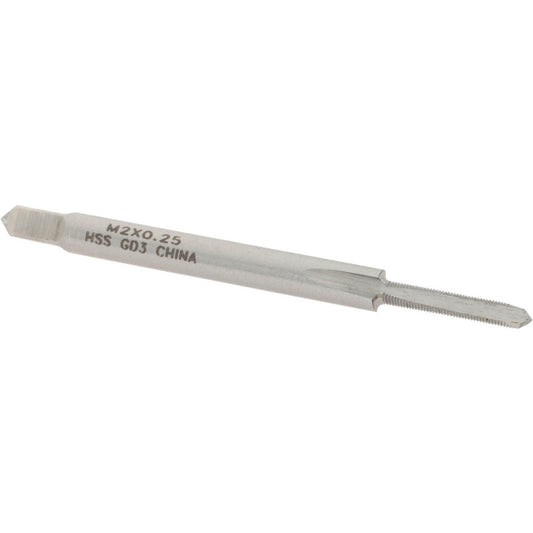 Value Collection JY4990651 Straight Flute Tap M2x0.25 Metric Fine, 3 Flutes, Plug, 6H Class of Fit, High Speed Steel, Bright/Uncoated