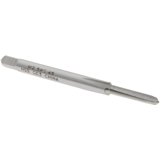 Value Collection JY4991006 Straight Flute Tap M2.5x0.45 Metric Coarse, 3 Flutes, Plug, 6H Class of Fit, High Speed Steel, Bright/Uncoated