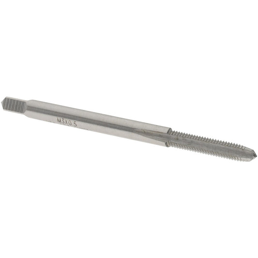 Value Collection JY4991204 Straight Flute Tap M3x0.50 Metric Coarse, 3 Flutes, Plug, 6H Class of Fit, High Speed Steel, Bright/Uncoated