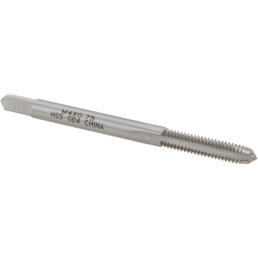 Value Collection JY4991550 Straight Flute Tap M4x0.75 Metric Special, 4 Flute, Plug Chamfer, HSS, Bright/Uncoated Finish