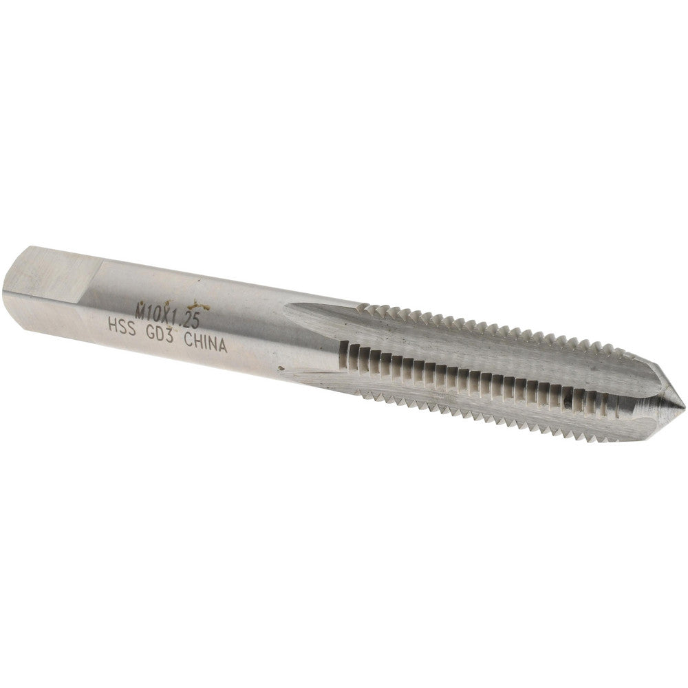 Value Collection JY4992855 Straight Flute Tap M10x1.25 Metric Fine, 4 Flutes, Plug, High Speed Steel, Bright/Uncoated