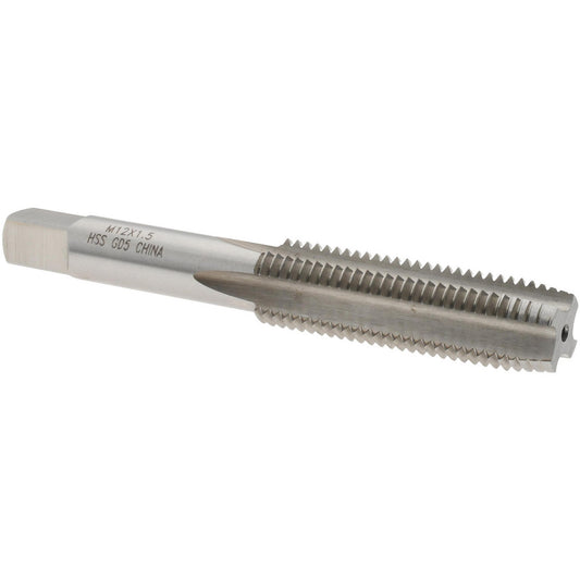 Value Collection JY4993259 Straight Flute Tap M12x1.50 Metric Fine, 4 Flutes, Plug, High Speed Steel, Bright/Uncoated