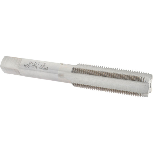 Value Collection JY4993457 Straight Flute Tap M14x1.25 Metric Fine, 4 Flutes, Plug, High Speed Steel, Bright/Uncoated
