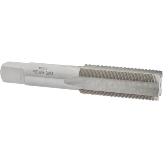 Value Collection JY4994257 Straight Flute Tap M22x1.00 Metric Fine, 4 Flutes, Plug, High Speed Steel, Bright/Uncoated