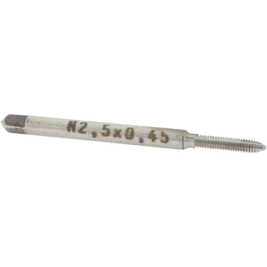 Value Collection MSC-04997094 Spiral Point Tap M2.5x0.45 Metric Coarse, 2 Flutes, Plug, High Speed Steel, Bright Finish