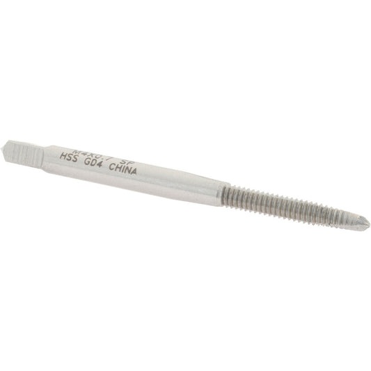Value Collection MSC-04997235 Spiral Point Tap M4x0.70 Metric Coarse, 2 Flutes, Plug, 6H Class of Fit, High Speed Steel, Bright Finish