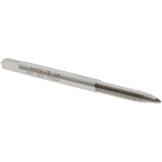 Value Collection MSC-04997250 Spiral Point Tap M4x0.75 Metric Special, 2 Flutes, Plug, High Speed Steel, Bright Finish