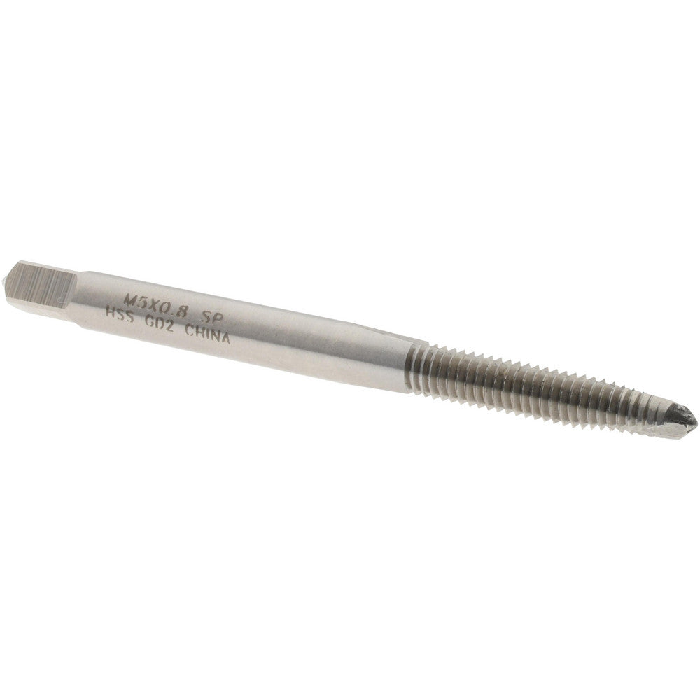 Value Collection MSC-04997318 Spiral Point Tap M5x0.80 Metric Coarse, 2 Flutes, Plug, High Speed Steel, Bright Finish