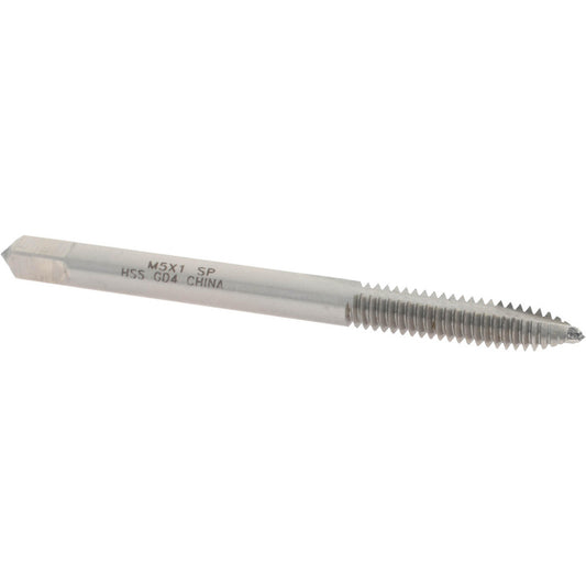Value Collection MSC-04997359 Spiral Point Tap M5x1.00 Metric Special, 2 Flutes, Plug, High Speed Steel, Bright Finish
