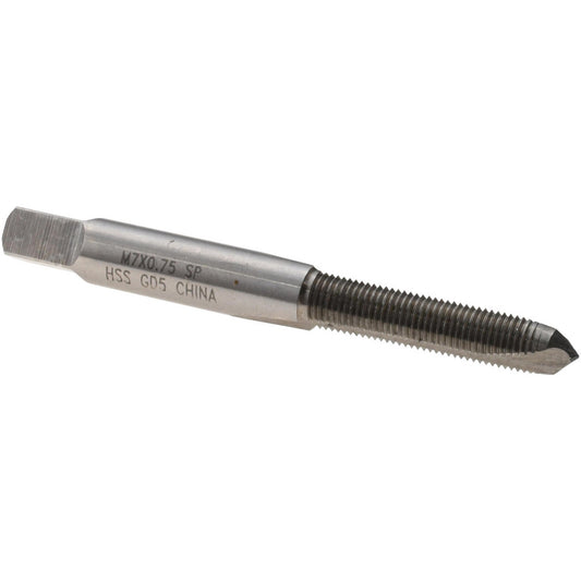 Value Collection MSC-04997433 Spiral Point Tap M7x0.75 Metric Fine, 2 Flutes, Plug, High Speed Steel, Bright Finish