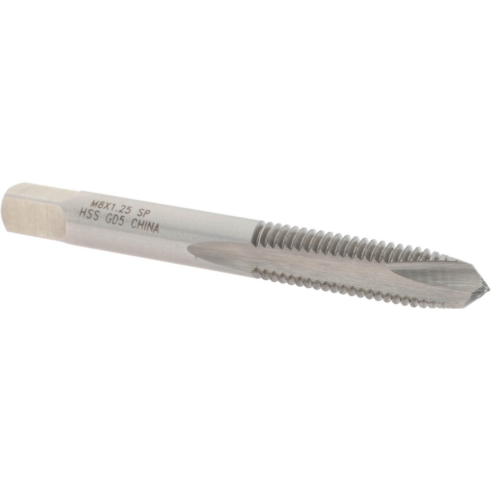 Value Collection MSC-04997490 Spiral Point Tap M8x1.25 Metric Coarse, 2 Flutes, Plug, 6H Class of Fit, High Speed Steel, Bright Finish