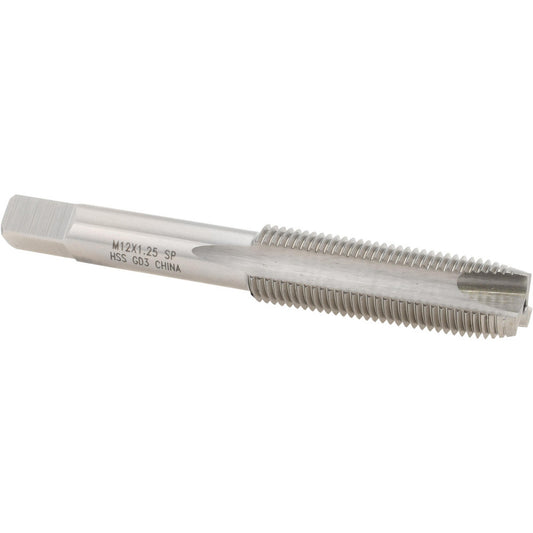 Value Collection MSC-04997631 Spiral Point Tap M12 x 1.25, Metric Fine, 3 Flutes, Plug, High Speed Steel, Bright Finish