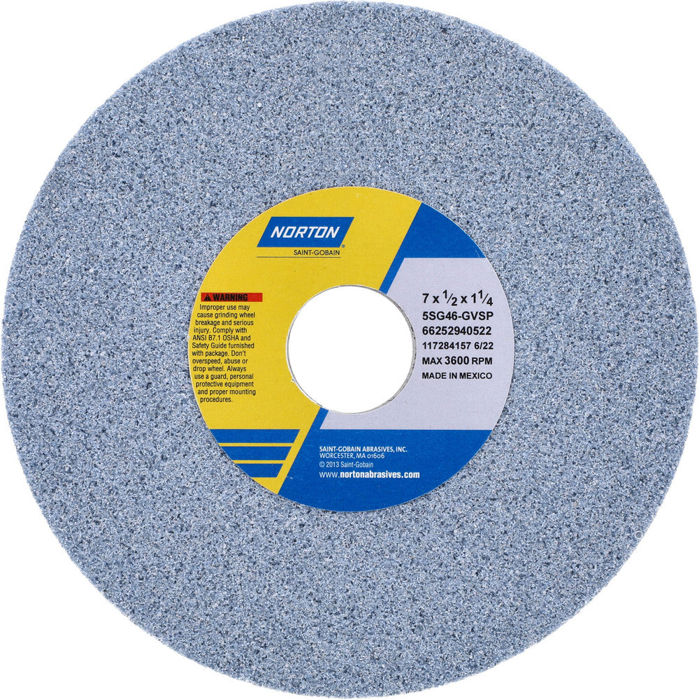 Norton 66252940522 Surface Grinding Wheel 7" Dia, 1/2" Thick, 1-1/4" Hole, 46 Grit, G Hardness
