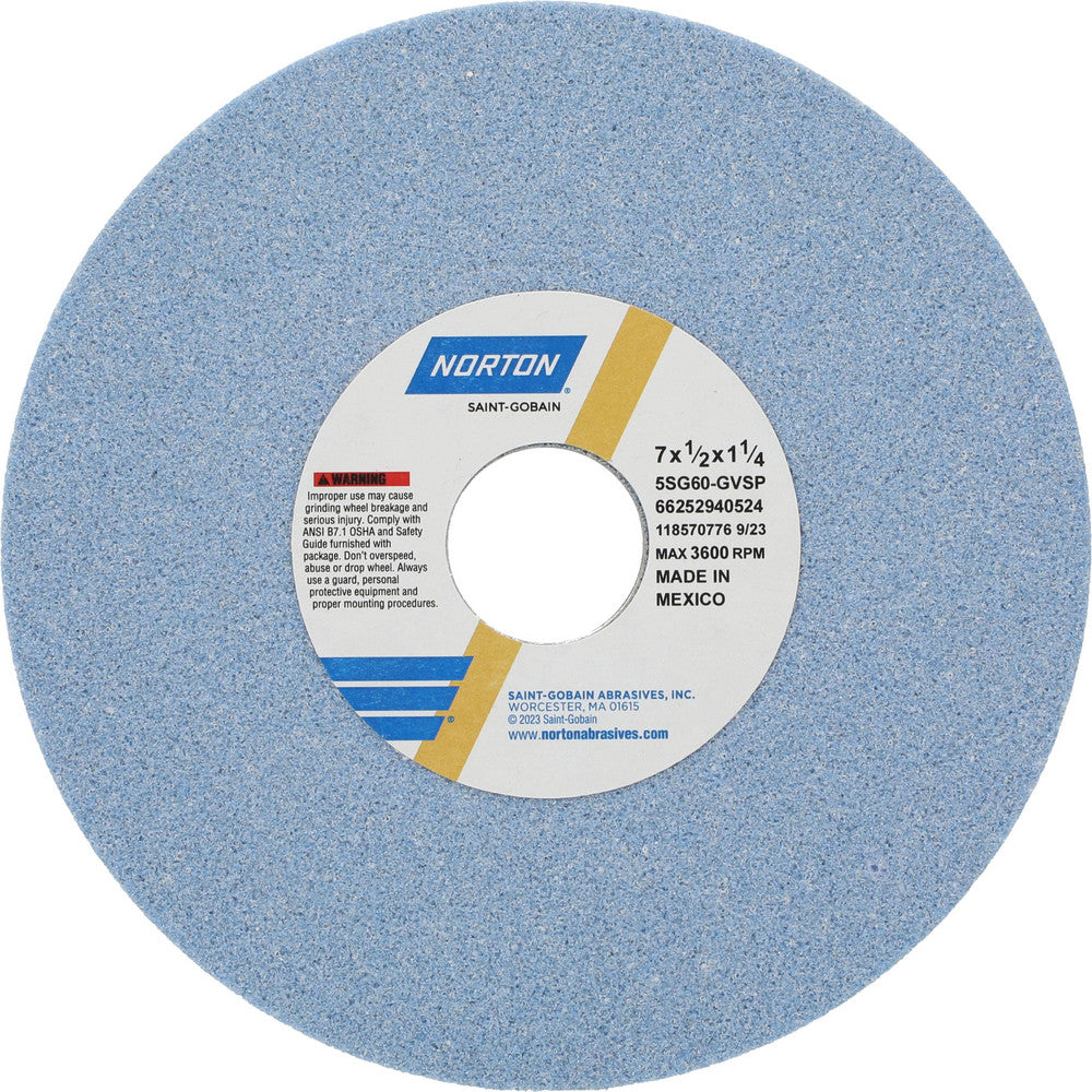 Norton 66252940524 Surface Grinding Wheel 7" Dia, 1/2" Thick, 1-1/4" Hole, 60 Grit, G Hardness