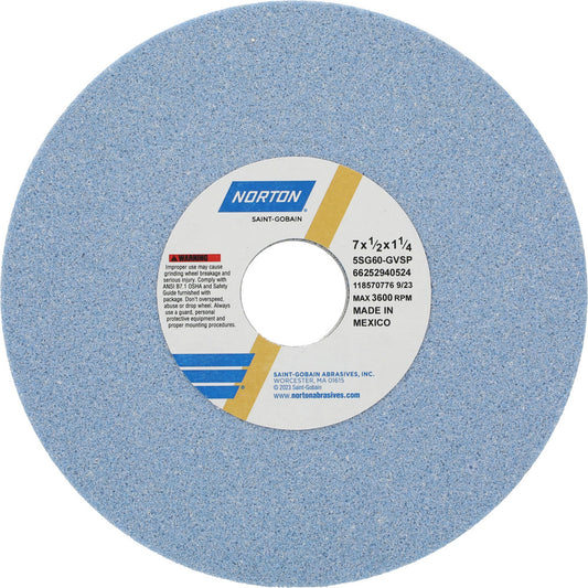 Norton 66252940524 Surface Grinding Wheel 7" Dia, 1/2" Thick, 1-1/4" Hole, 60 Grit, G Hardness