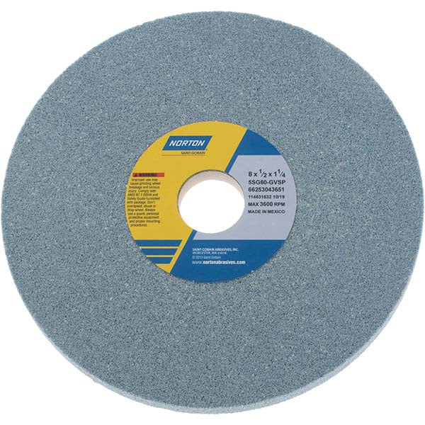 Norton 66253043651 Surface Grinding Wheel 8" Dia, 1/2" Thick, 1-1/4" Hole, 60 Grit, G Hardness