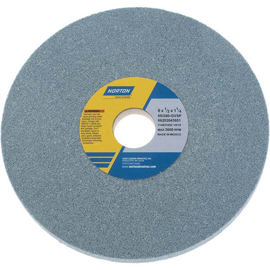 Norton 66253043651 Surface Grinding Wheel 8" Dia, 1/2" Thick, 1-1/4" Hole, 60 Grit, G Hardness