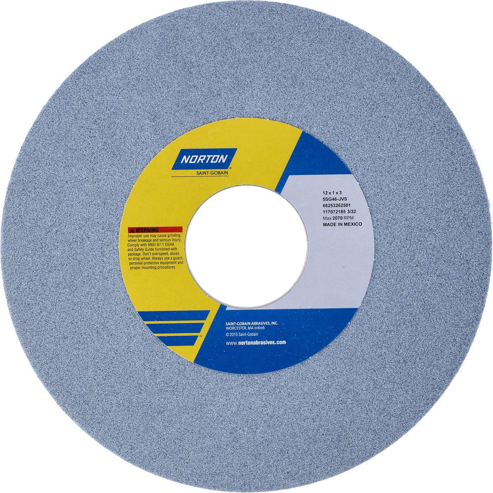 Norton 66253262501 Surface Grinding Wheel 12" Dia, 1" Thick, 3" Hole, 46 Grit, J Hardness