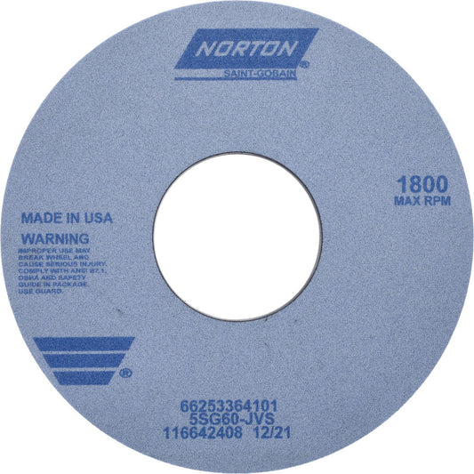 Norton 66253364101 Surface Grinding Wheel 14" Dia, 1-1/2" Thick, 5" Hole, 60 Grit, J Hardness
