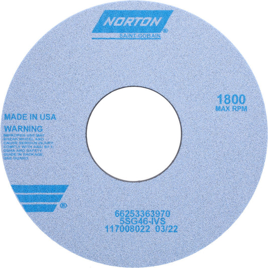 Norton 66253363970 Surface Grinding Wheel 14" Dia, 1" Thick, 5" Hole, 46 Grit, I Hardness