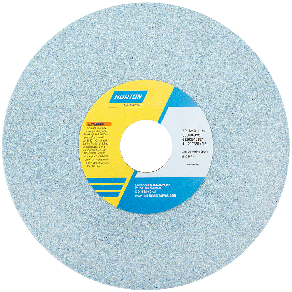 Norton 66252940205 Surface Grinding Wheel 7" Dia, 1/2" Thick, 1-1/4" Hole, 100 Grit, K Hardness